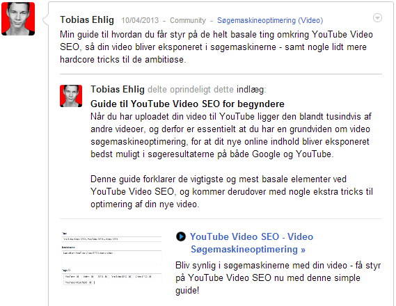 uge 14 guide til youtube video seo for begyndere G+ Tobias Ehlig